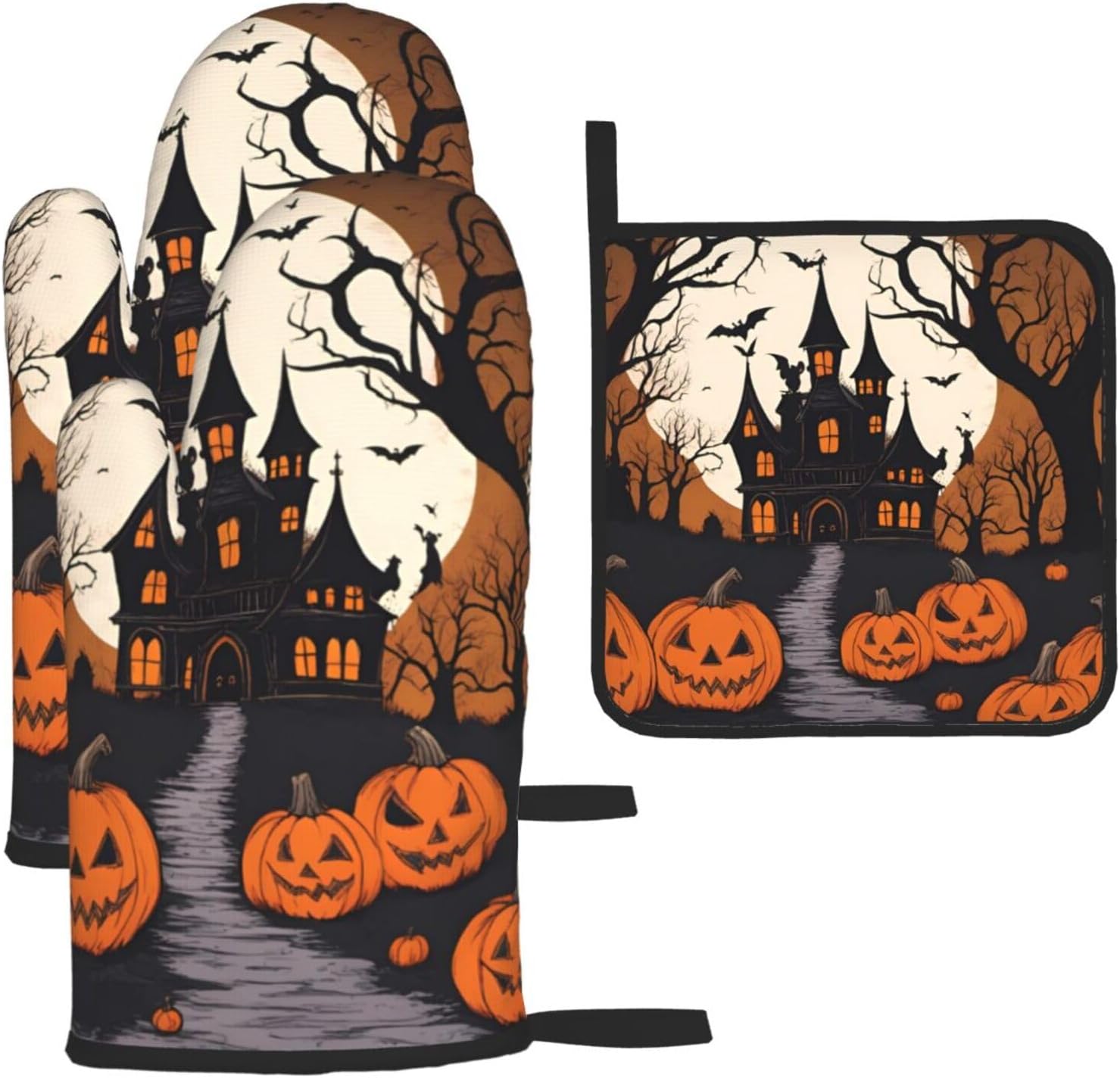 YYHHAOFA Oven Mitts Pot Holder Set Durable Heat-Insulating for Baking Cooking