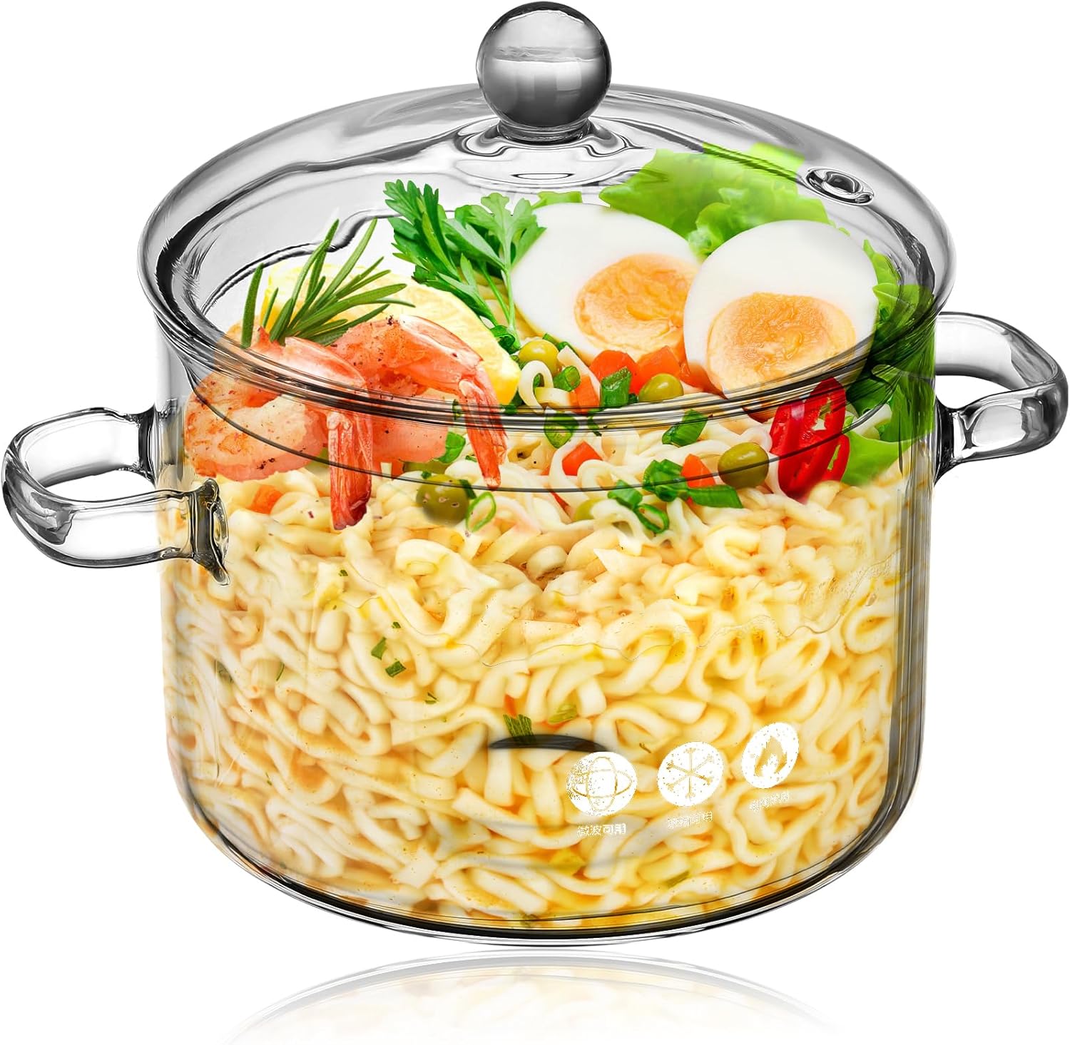 EROGO Essential Glass Saucepan with Lid 1900ml Heat-Resistant