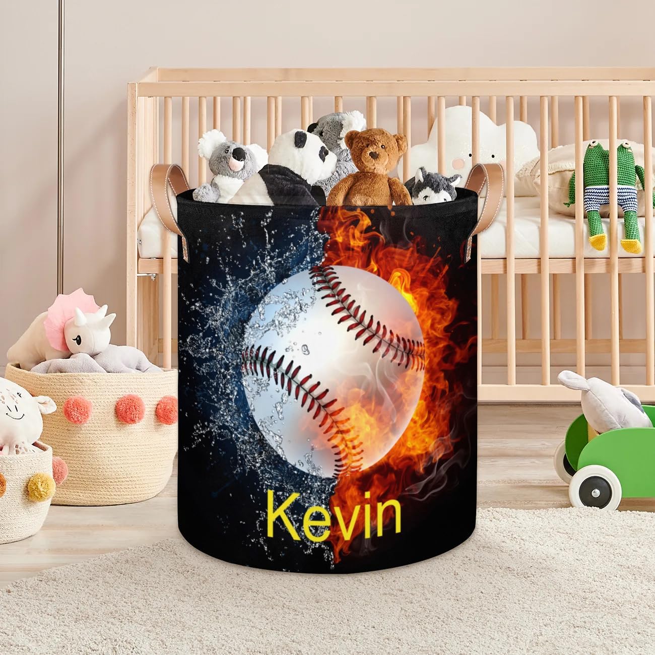 Personalized Kids Laundry Hamper with Handles for Bed Bath