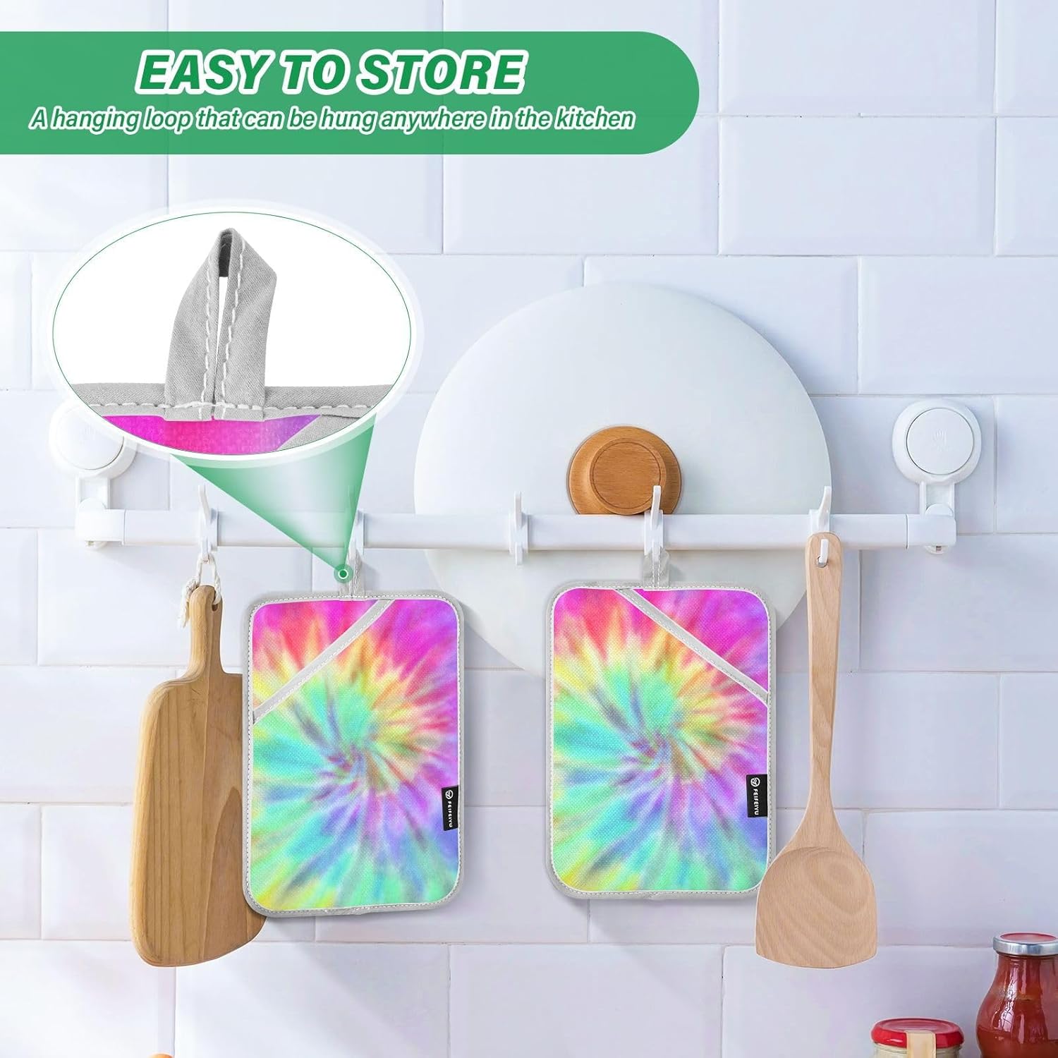 Colorful Tie-Dye Potholder Set Heat Resistant
