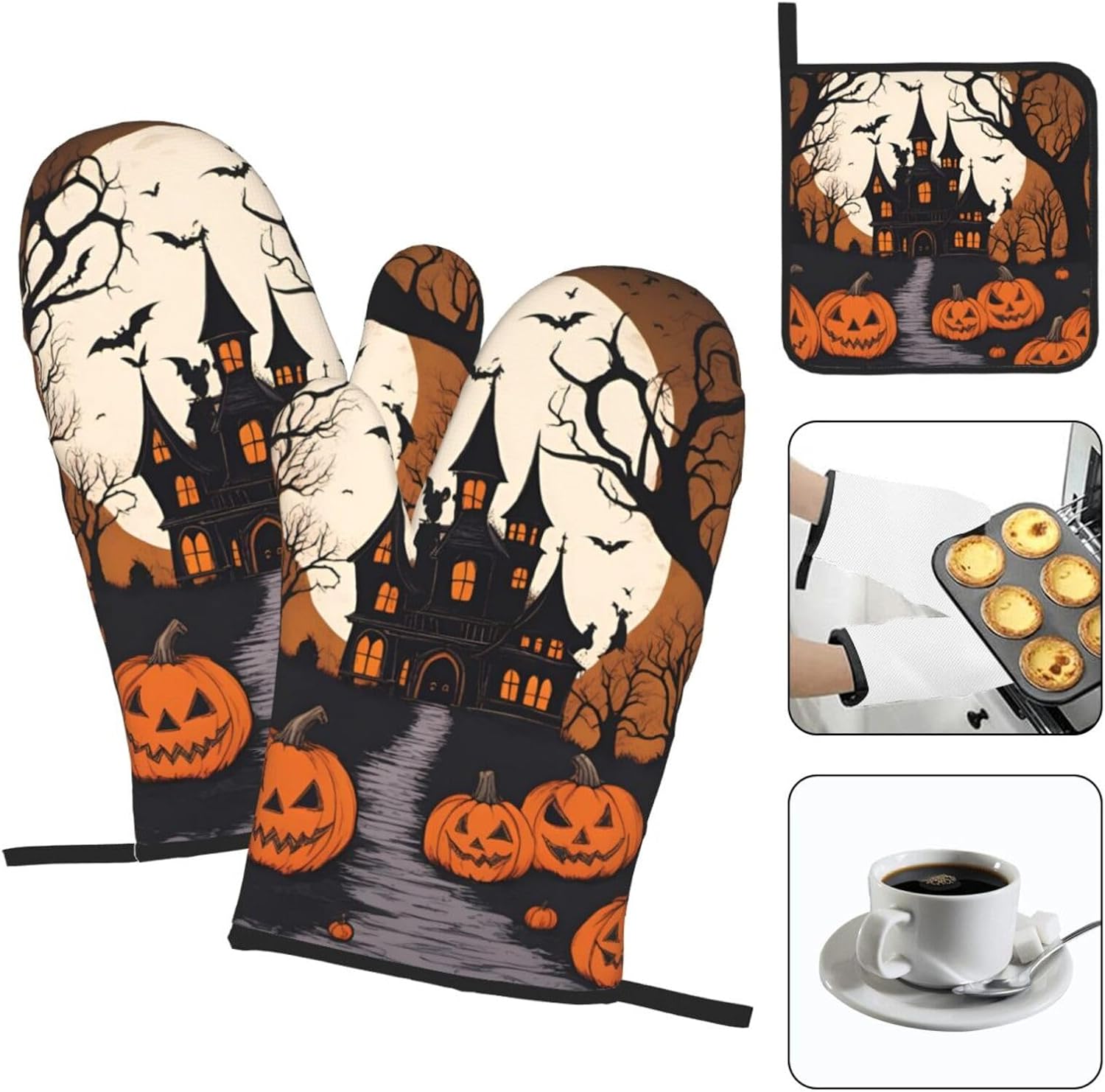 YYHHAOFA Oven Mitts Pot Holder Set Durable Heat-Insulating for Baking Cooking