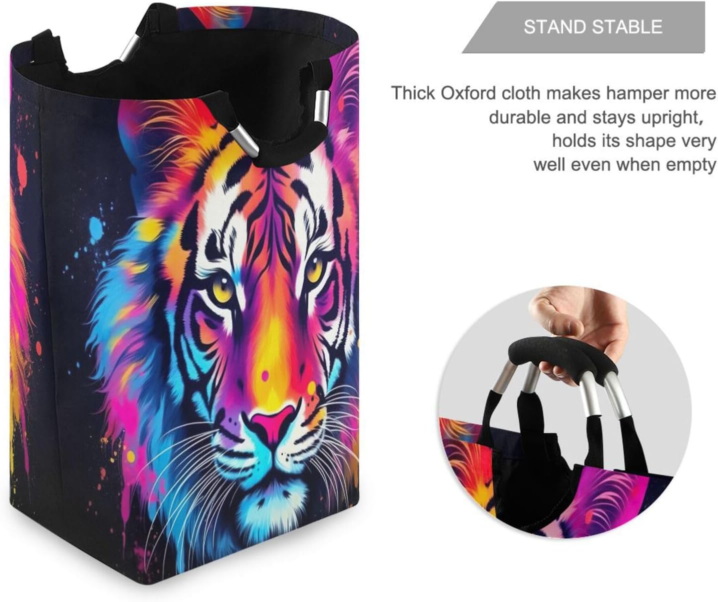 Kigai Collapsible Laundry Basket with Handles Cute Tigers Waterproof Nevil