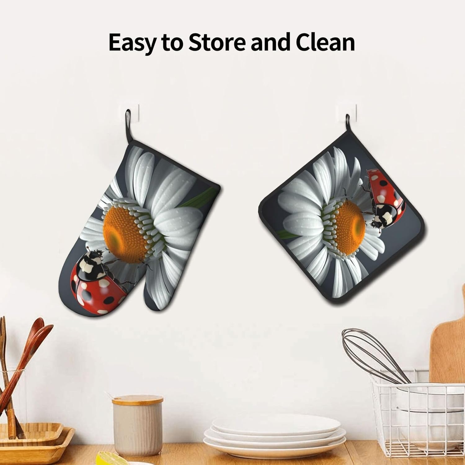 Cute Ladybug Oven Mitt Set