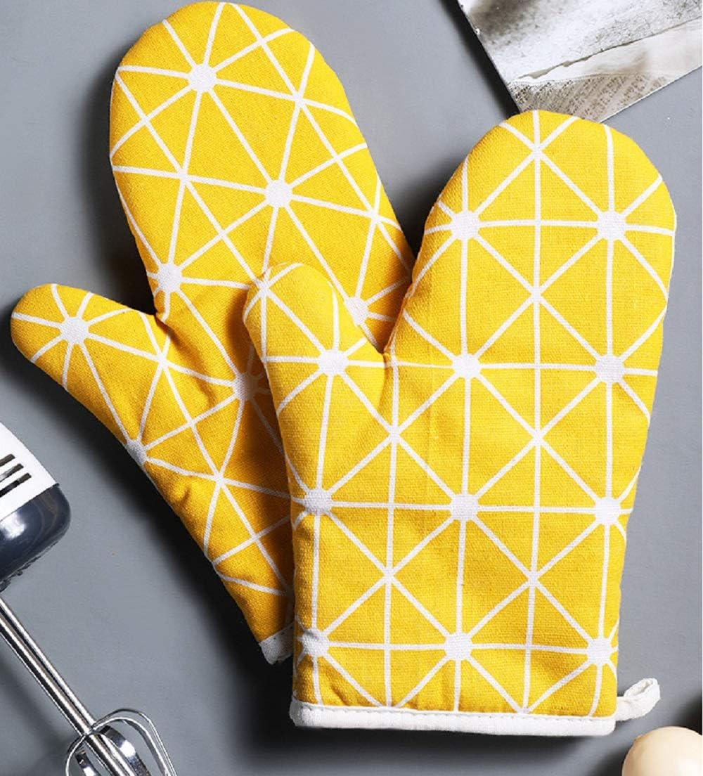 Premium Heat-Resistant Oven Mitts 2-Pack Yellow