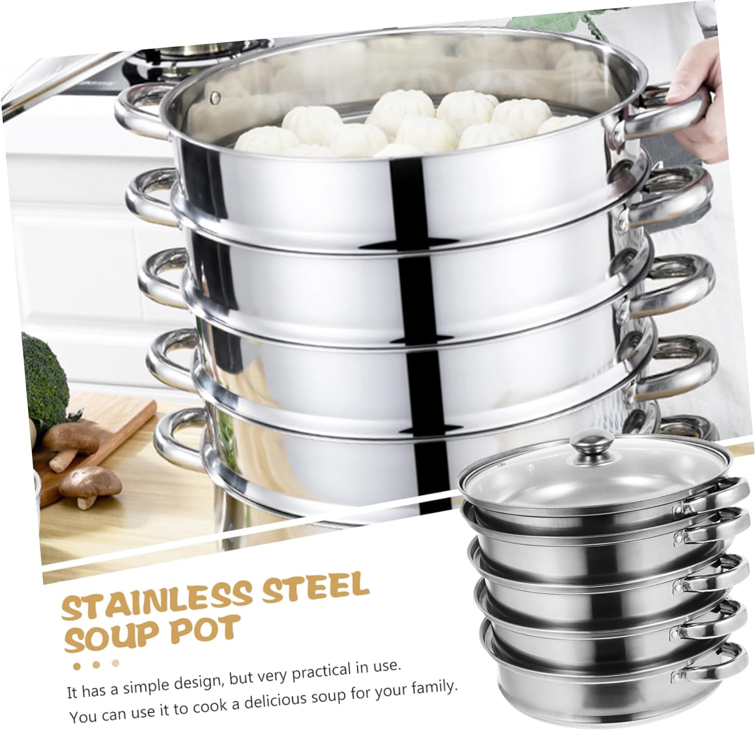 Versatile Stock Pot with Steamer Basket for Cooking Pasta More