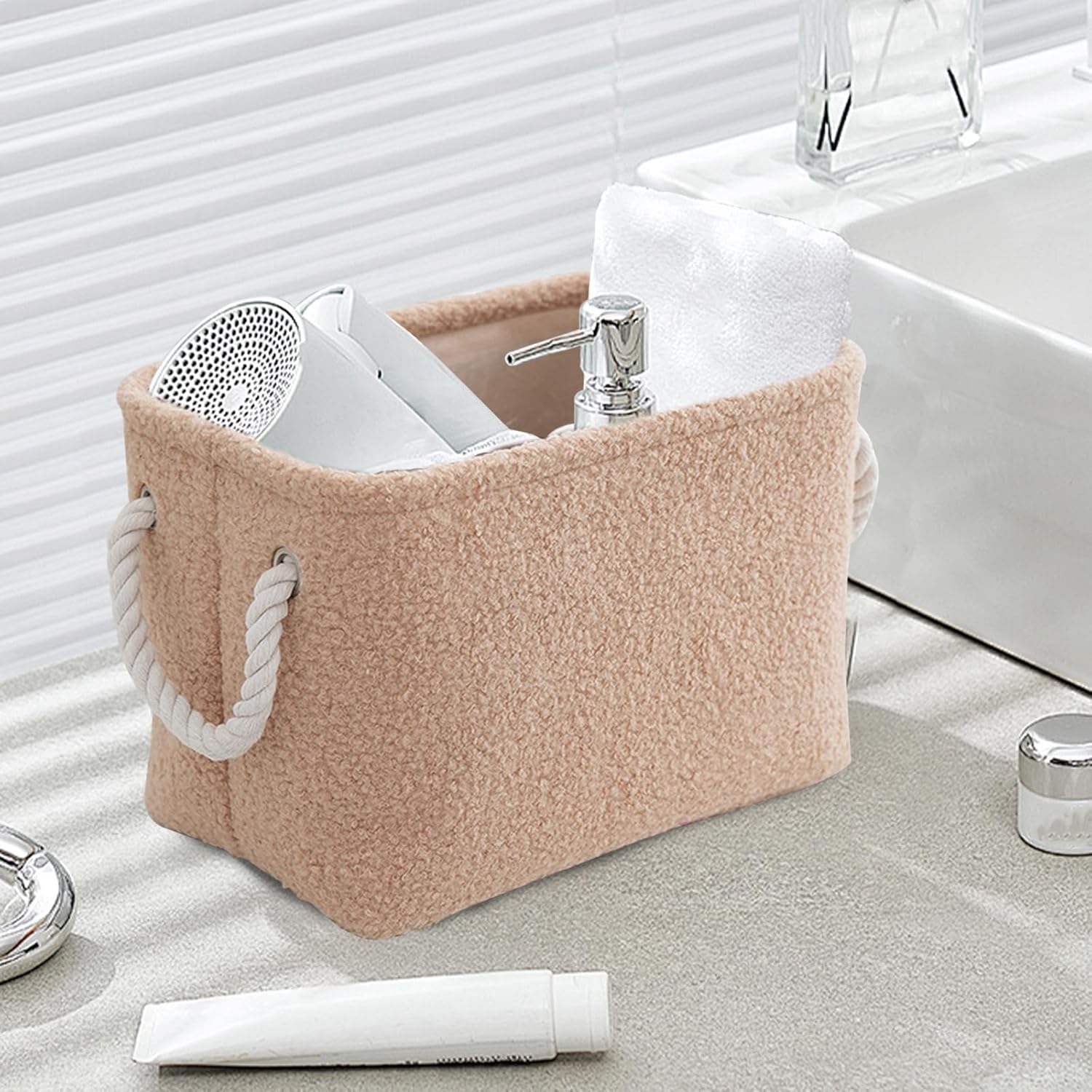 Plush Storage Basket Bathroom Living Room