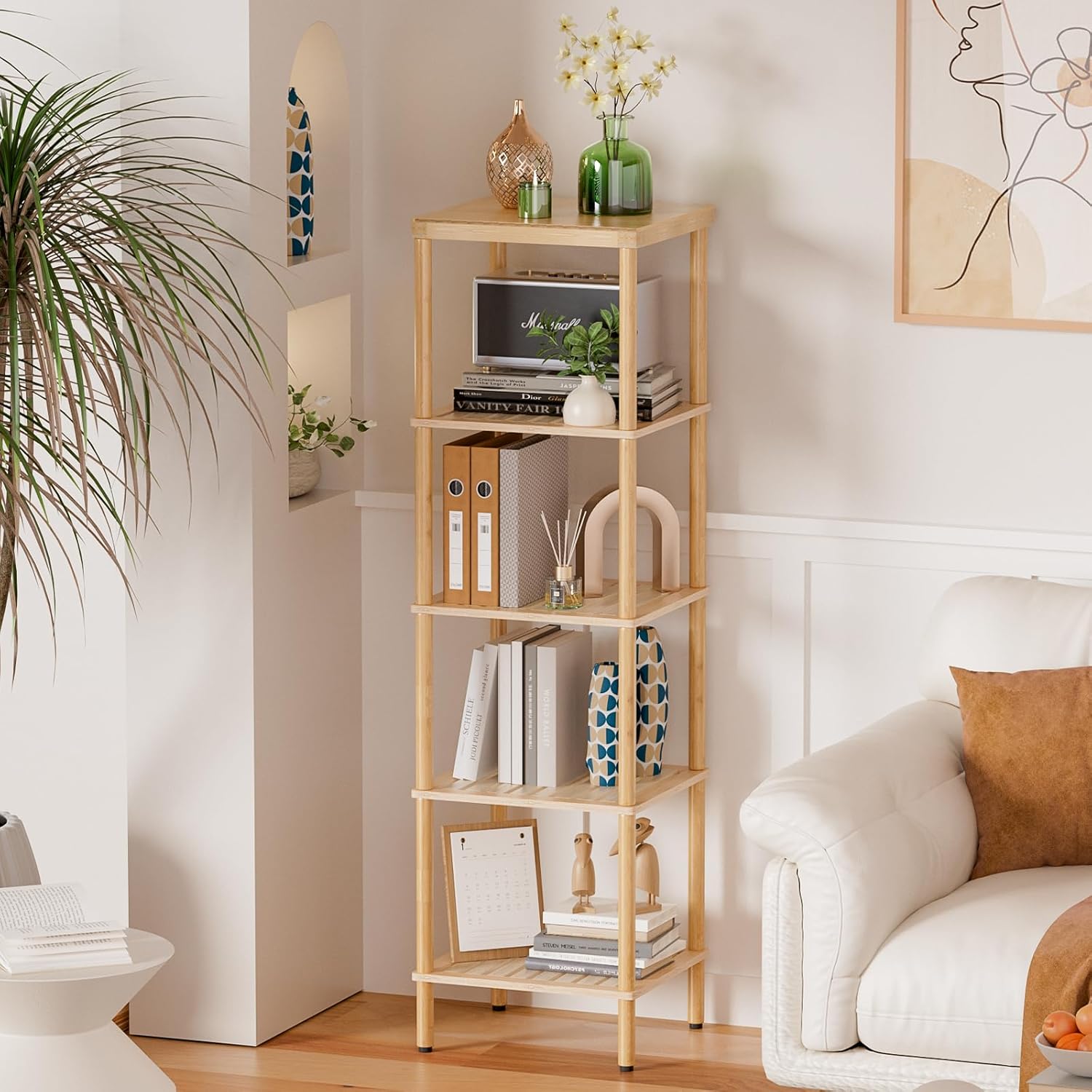 AmazerBath 5-Tier BambooShelf Functional Storage Unit
