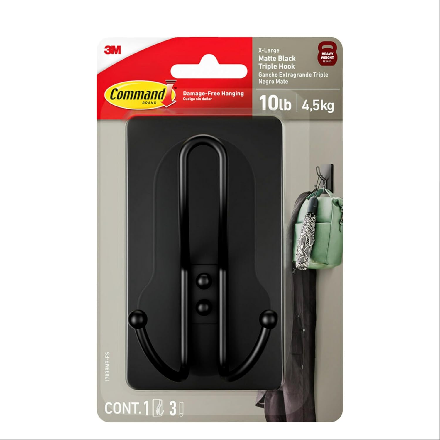 Command X-Large Matte Black Wall Hook