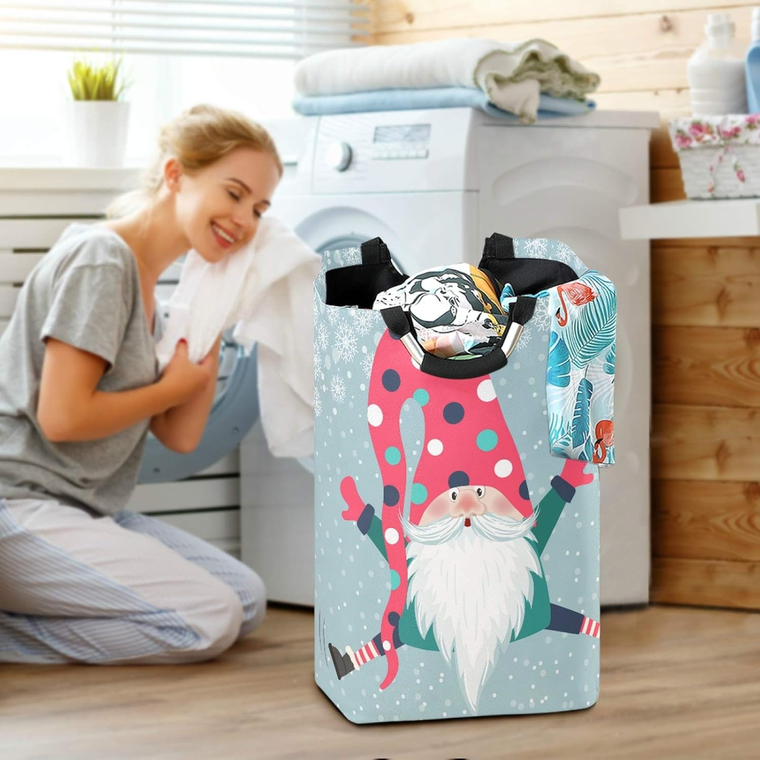 Christmas Gnome Foldable Laundry Basket - Eco-Friendly Storage Solution
