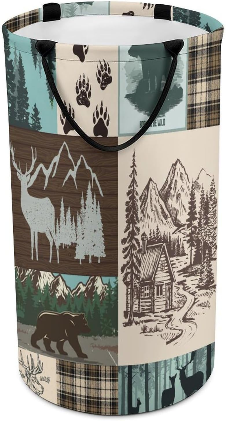 Sturdy Bear Themed Laundry Hamper for Bathroom Kitchen Living Room