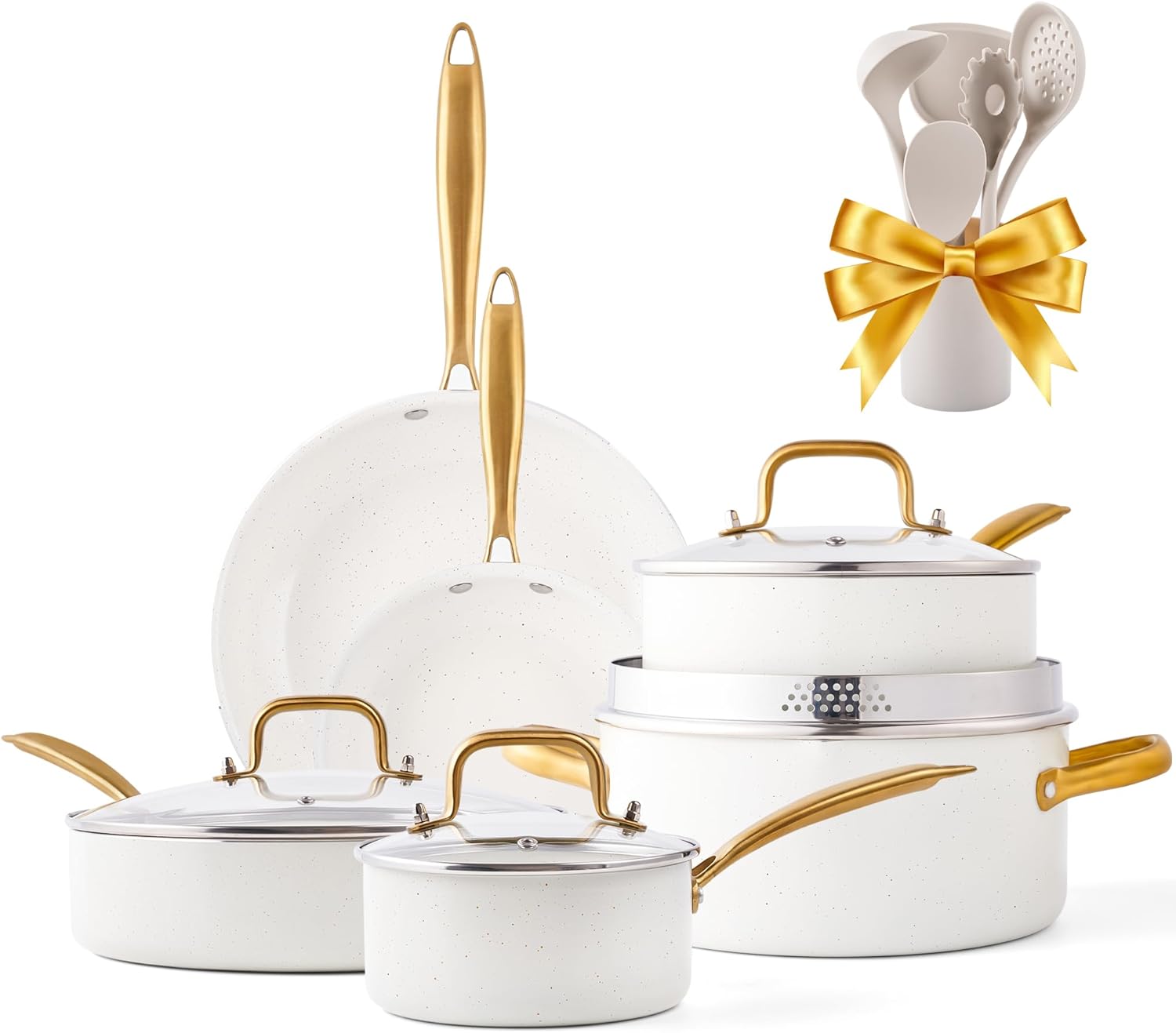 VONIKI 16 PCS Nonstick Cookware Set with Dutch Oven and Utensils