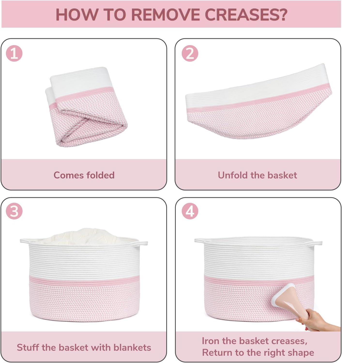 Chicvita XXL Cotton Rope Basket Pink - Keep Everything in Sight Style