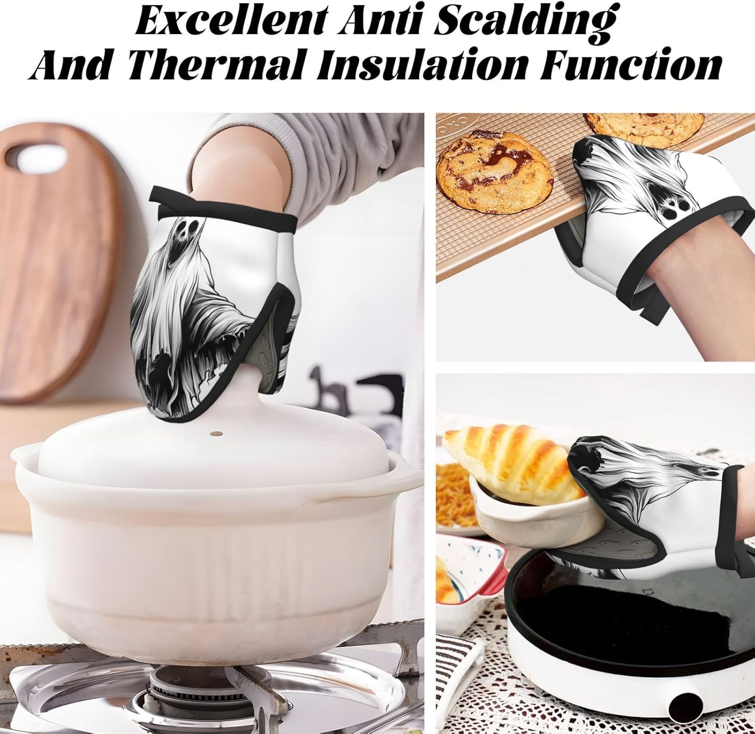 FireDeer Halloween Mini Silicone Oven Mitts Space-Saving and Heat-Resistant