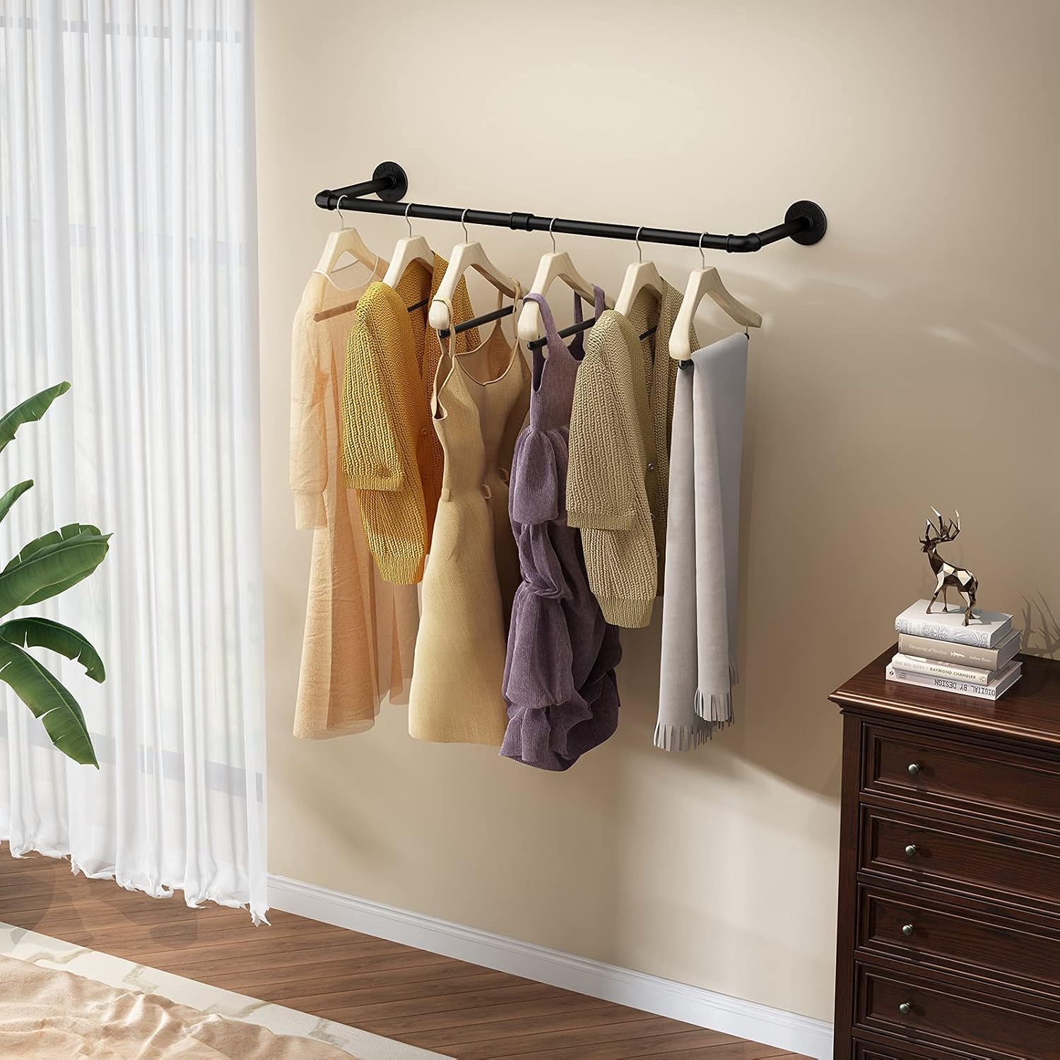 Industrial Pipe Wall-Mounted Clothes Rack - Durable Rust-Resistant