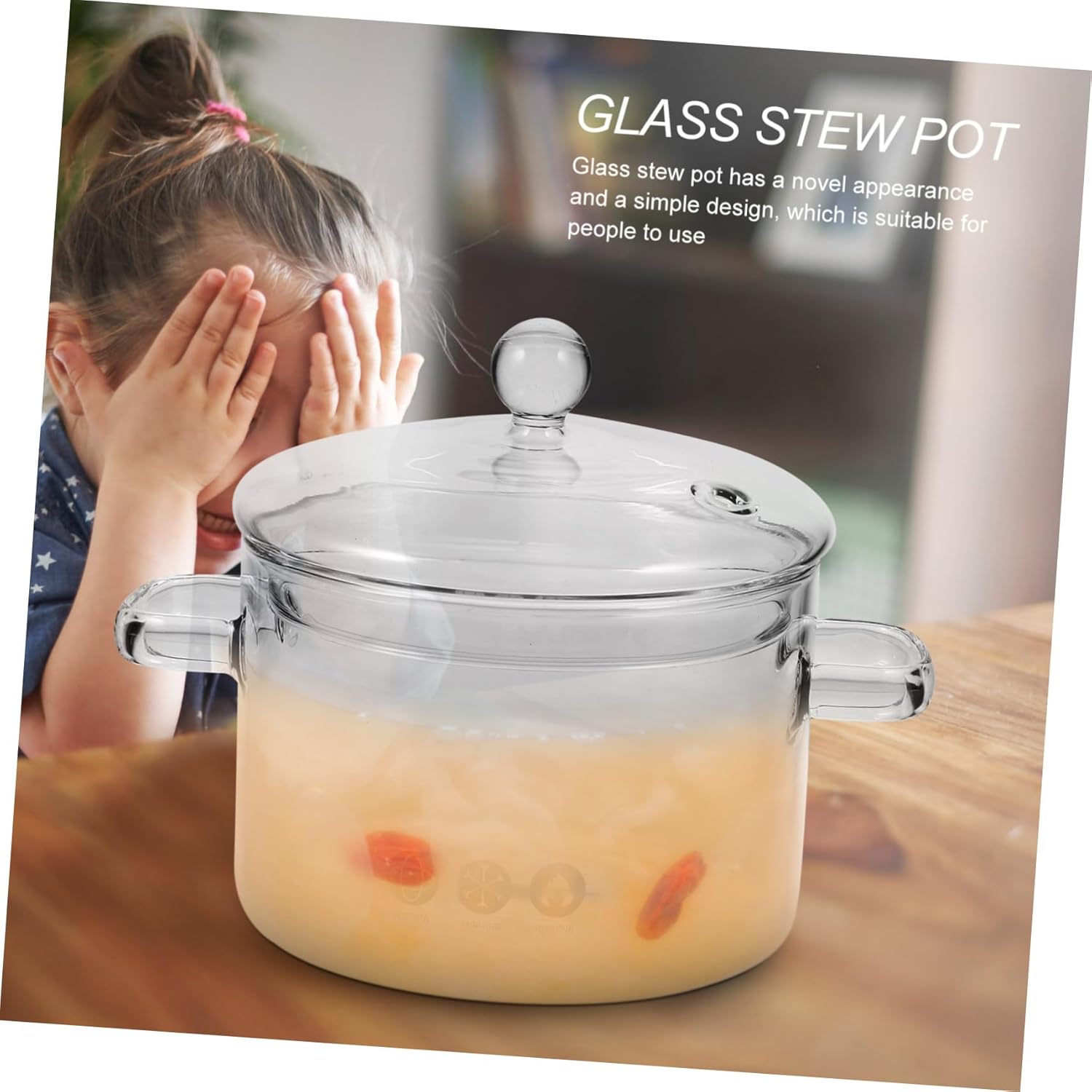 STOBAZA High-Borosilicate Glass Stew Pot with Lid
