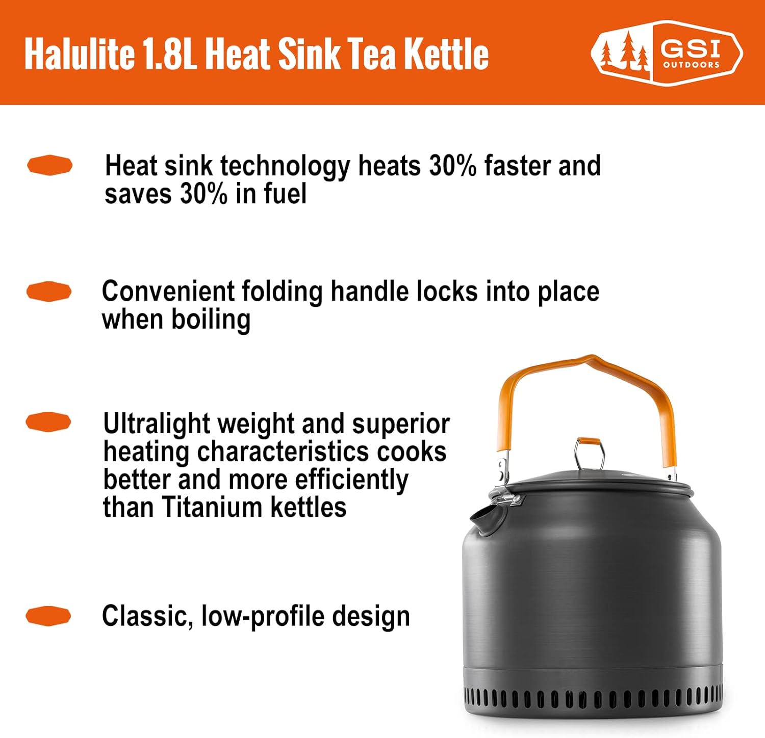 GSI Outdoors Halulite 18L Tea Kettle with Heat Sink Technology