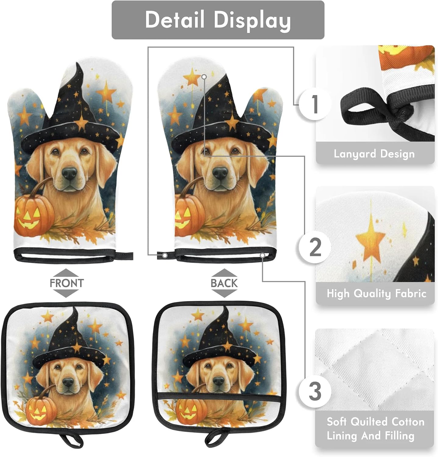 Octopus Halloween Heat-Resistant Oven Mitt and Pot Holder Set