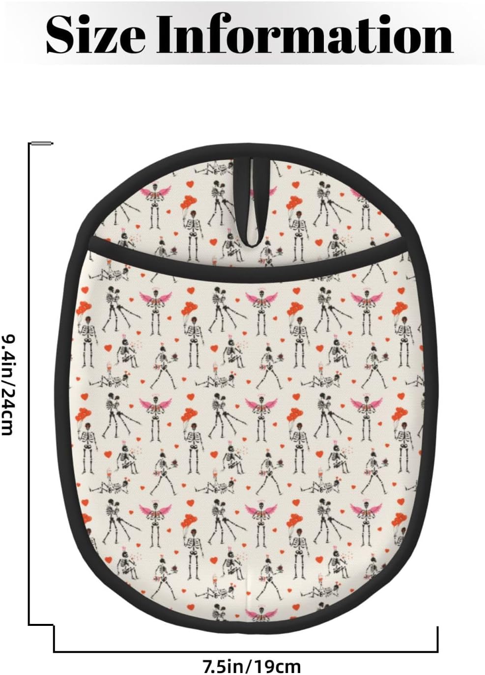 Buewutiry Halloween Love Skull Oven Mitts with Pocket and Hanging Loop