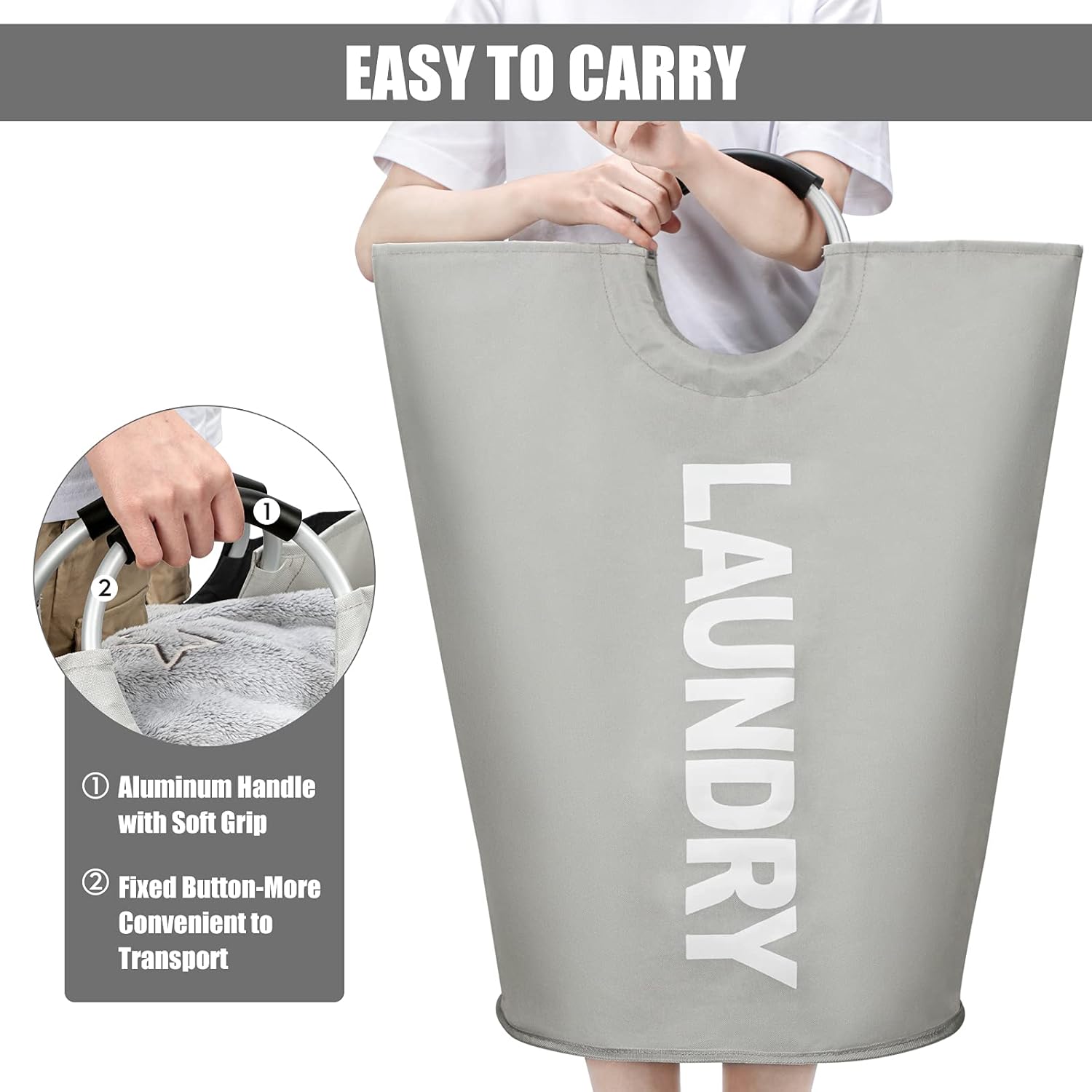 DOKEHOM 125L X-Large Collapsible Laundry Basket with Handle