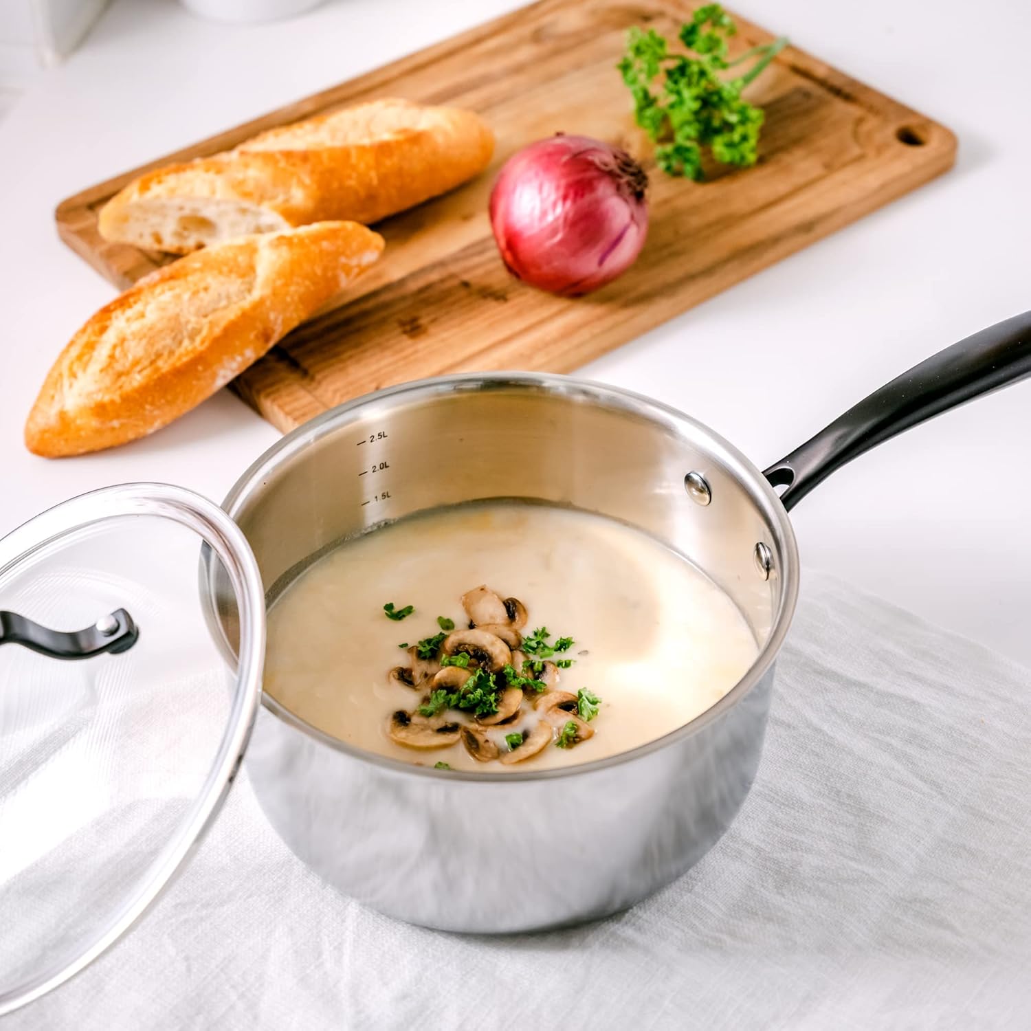 GRANDTIES 3 QT Stainless Steel Saucepan PVD Coated