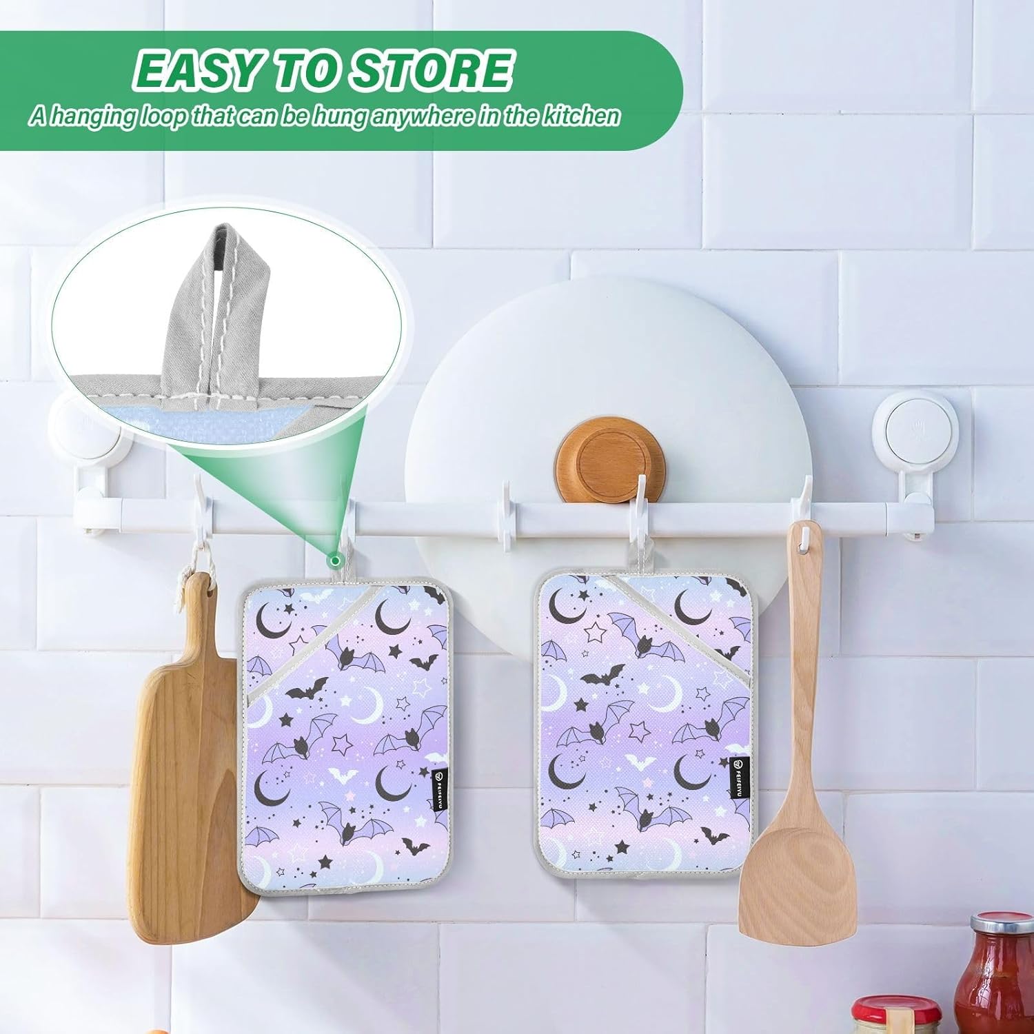 OurVii Magic Bat Flying Kitchen Potholders Set