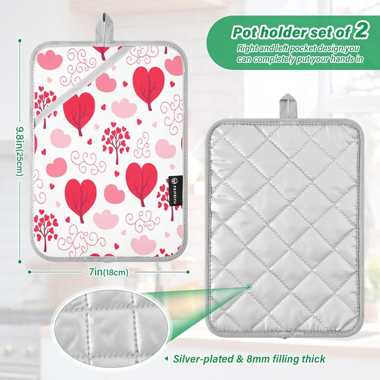 Kcldeci Valentine Seamless Pattern Potholders