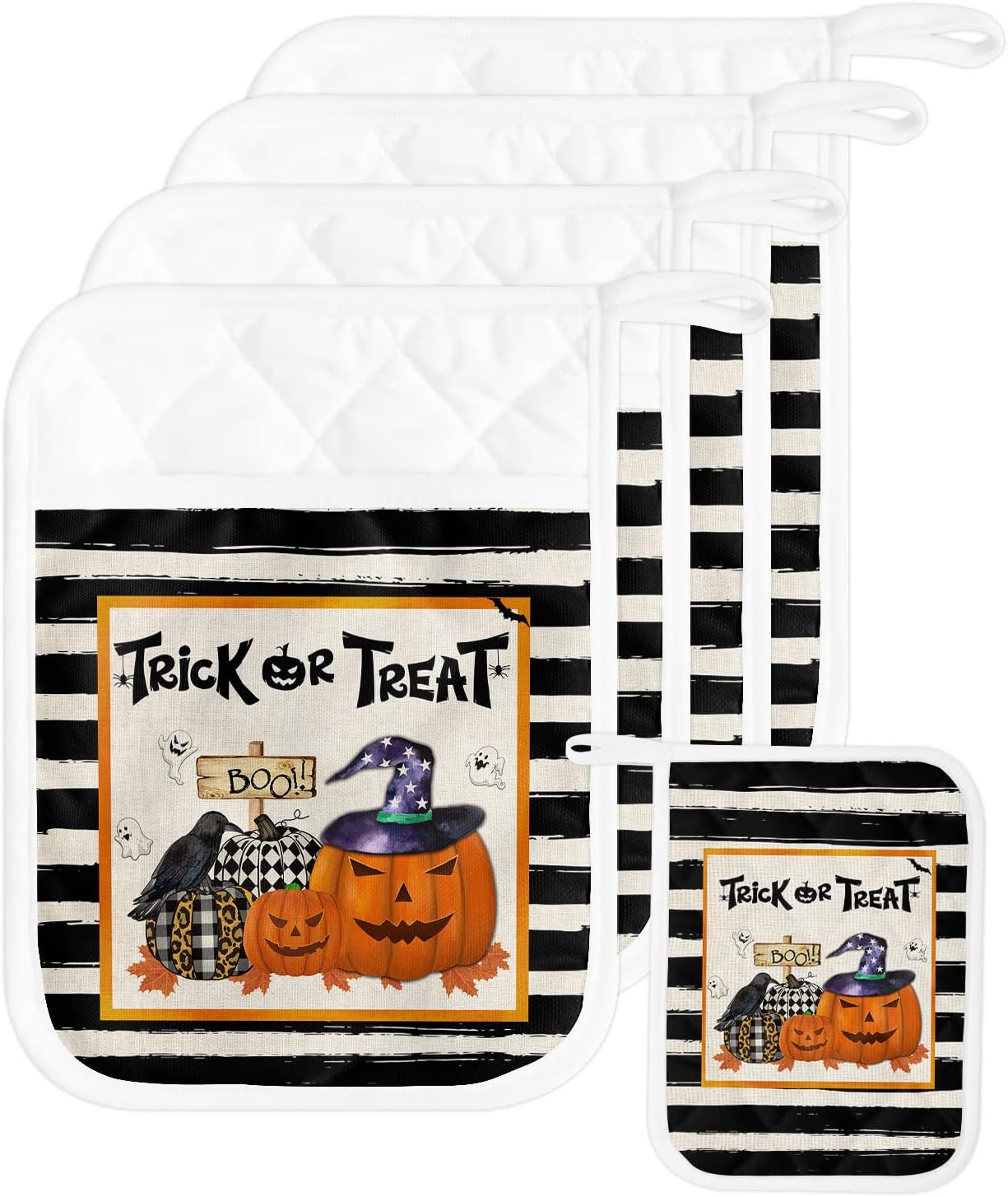 Spooky Halloween 5PCS Pot Holders Set with Pockets