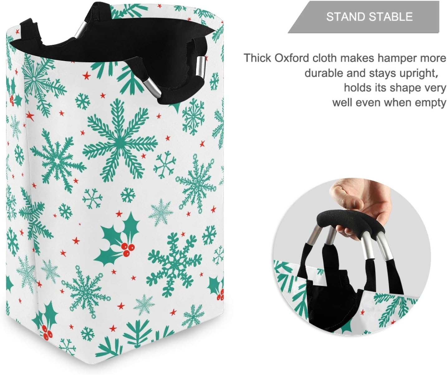 Susiyo Winter Christmas Green Snowflakes Foldable laundry basket