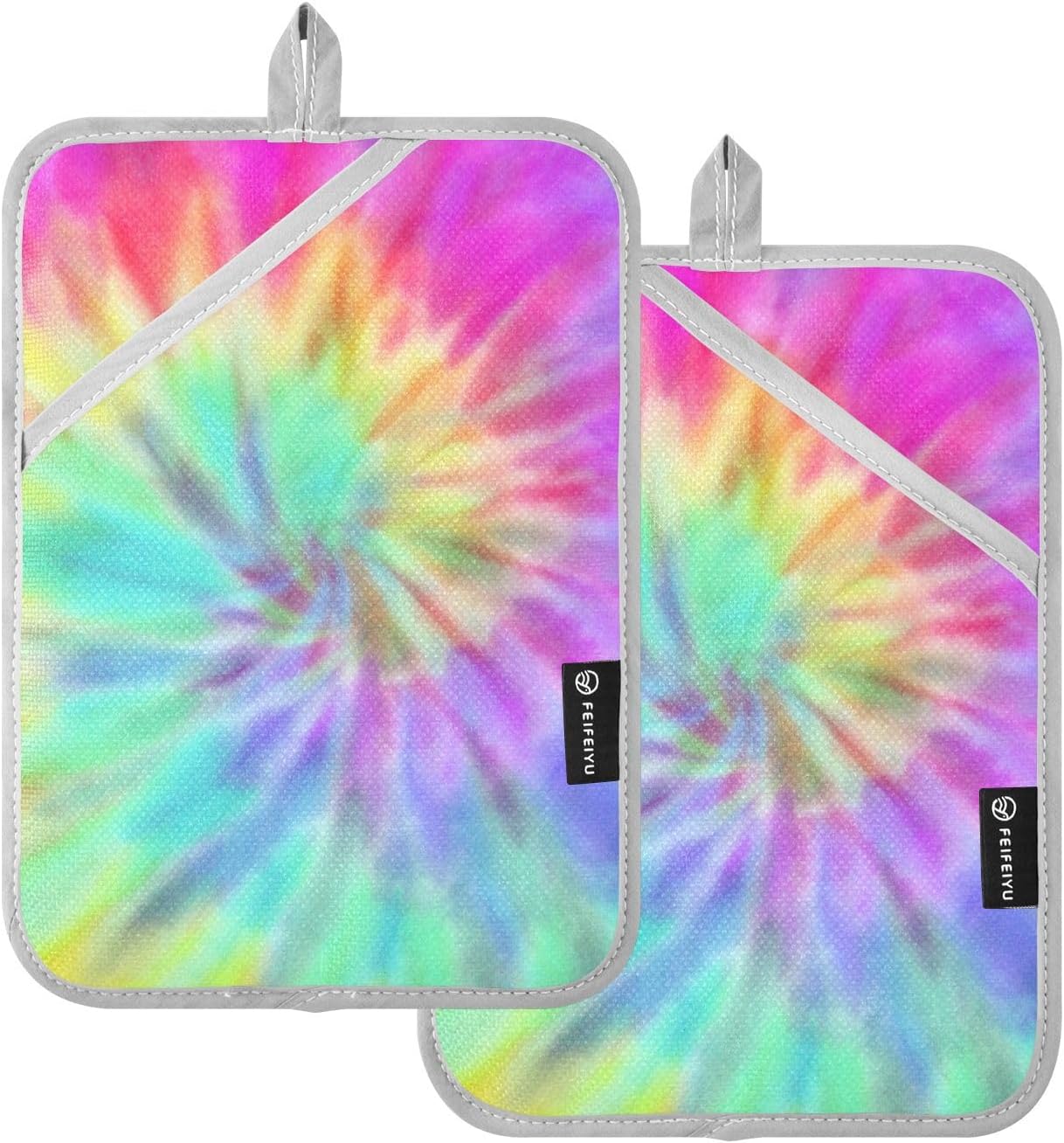 Colorful Tie-Dye Potholder Set Heat Resistant