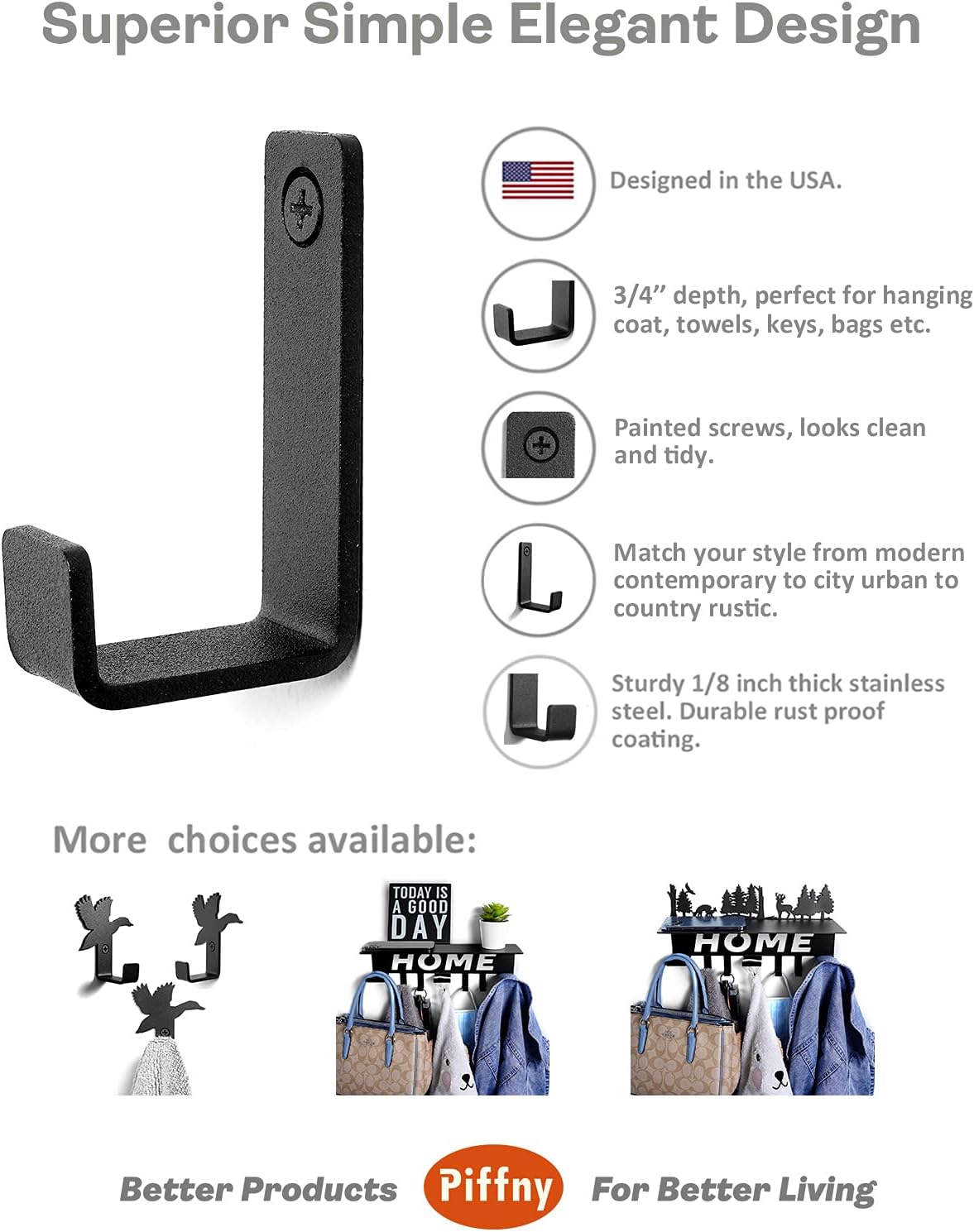 Sturdy and Modern Piffny Robe Towel Hook