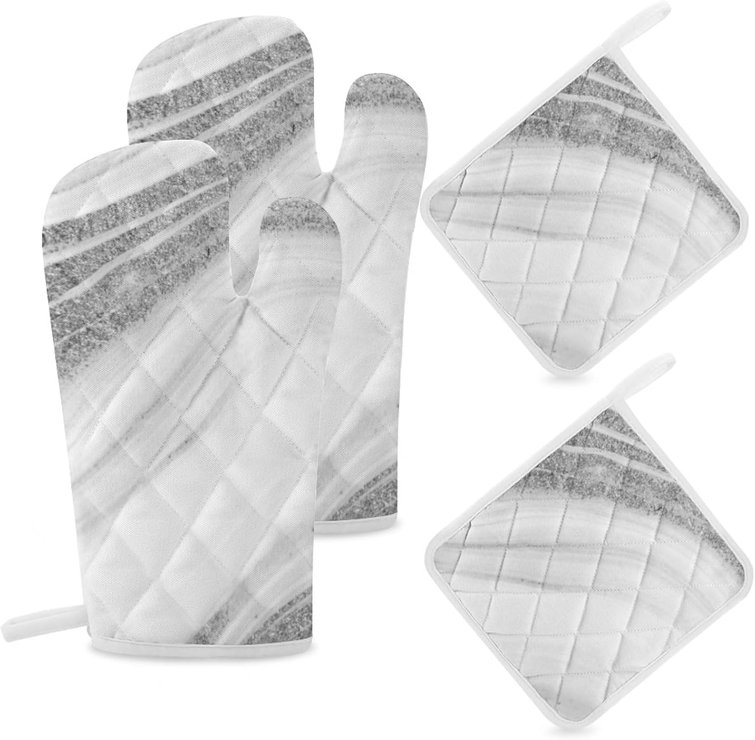 4-Piece Oven Mitts Set Heat Resistant Stylish Kitchen Tools
