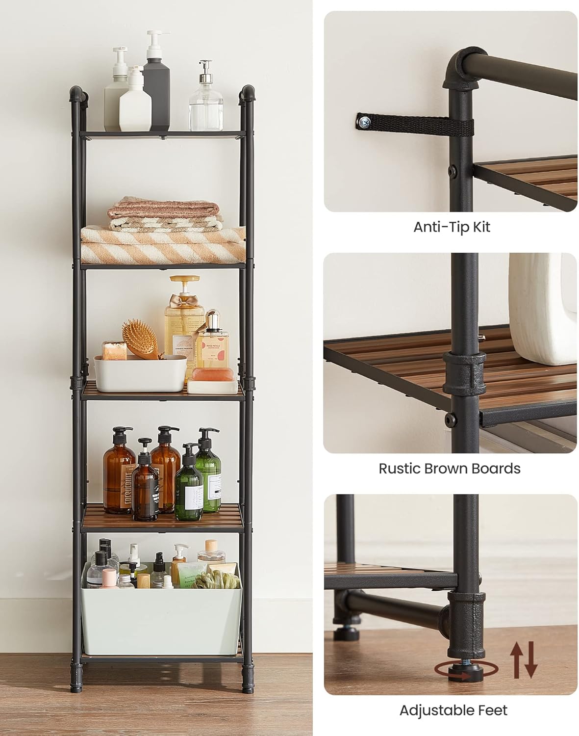 Vasagle Bath Storage Rustic Brown