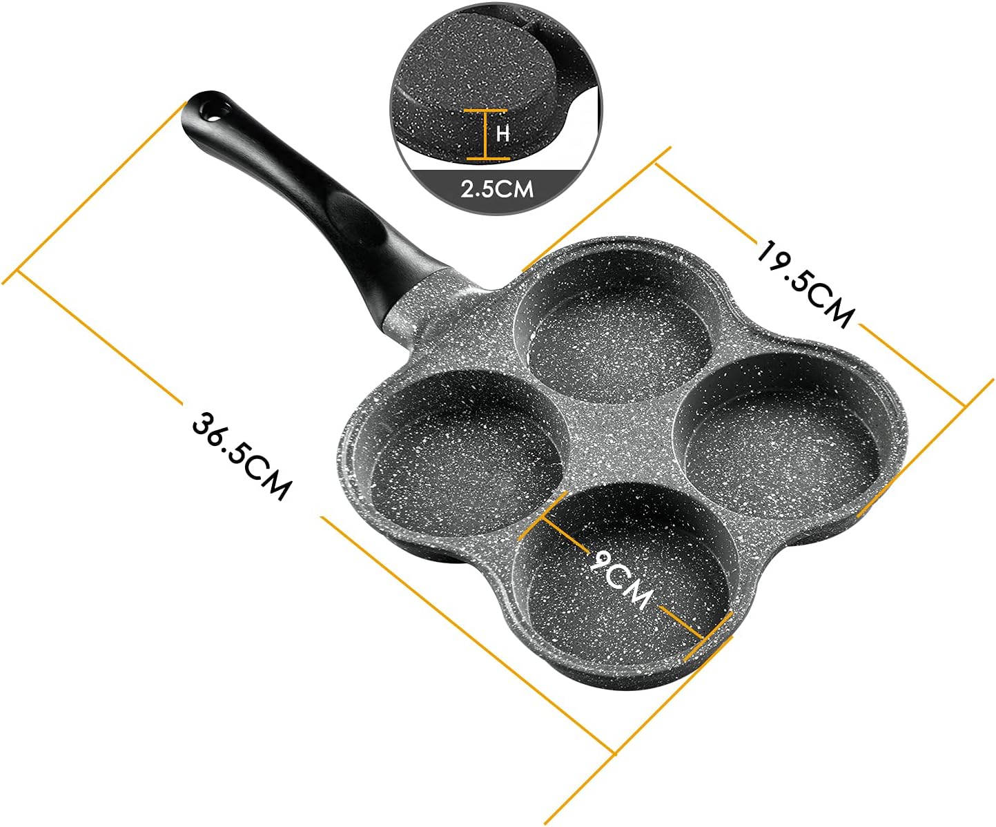 Buecmue Rustless Egg Frying Pan 4-Cup Nonstick