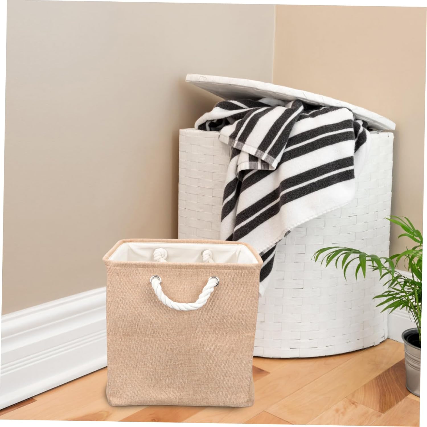 PRETYZOOM Modern Minimalist Linen Foldable Dirty Clothes Container