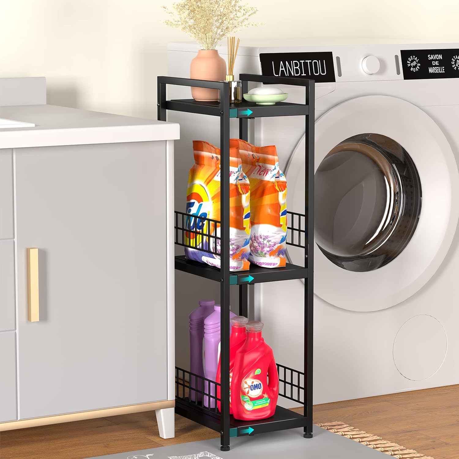 3-Tier Expandable Metal Shelves for Bathroom Kitchen and Laundry Organization
