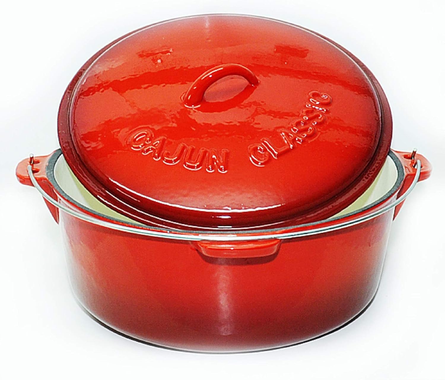 12 Qt Red Enamel Cast Iron Dutch Oven