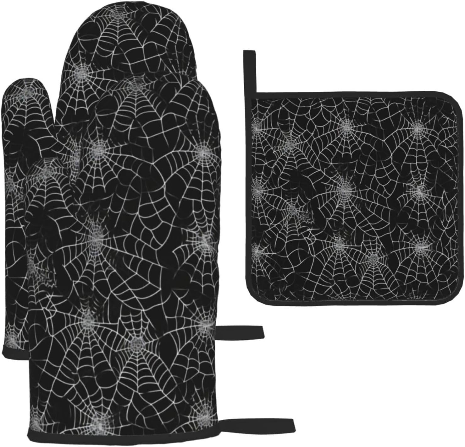 Halloween Spiders Oven Mitts Pot Pads Heat-Resistant Cooking Gloves