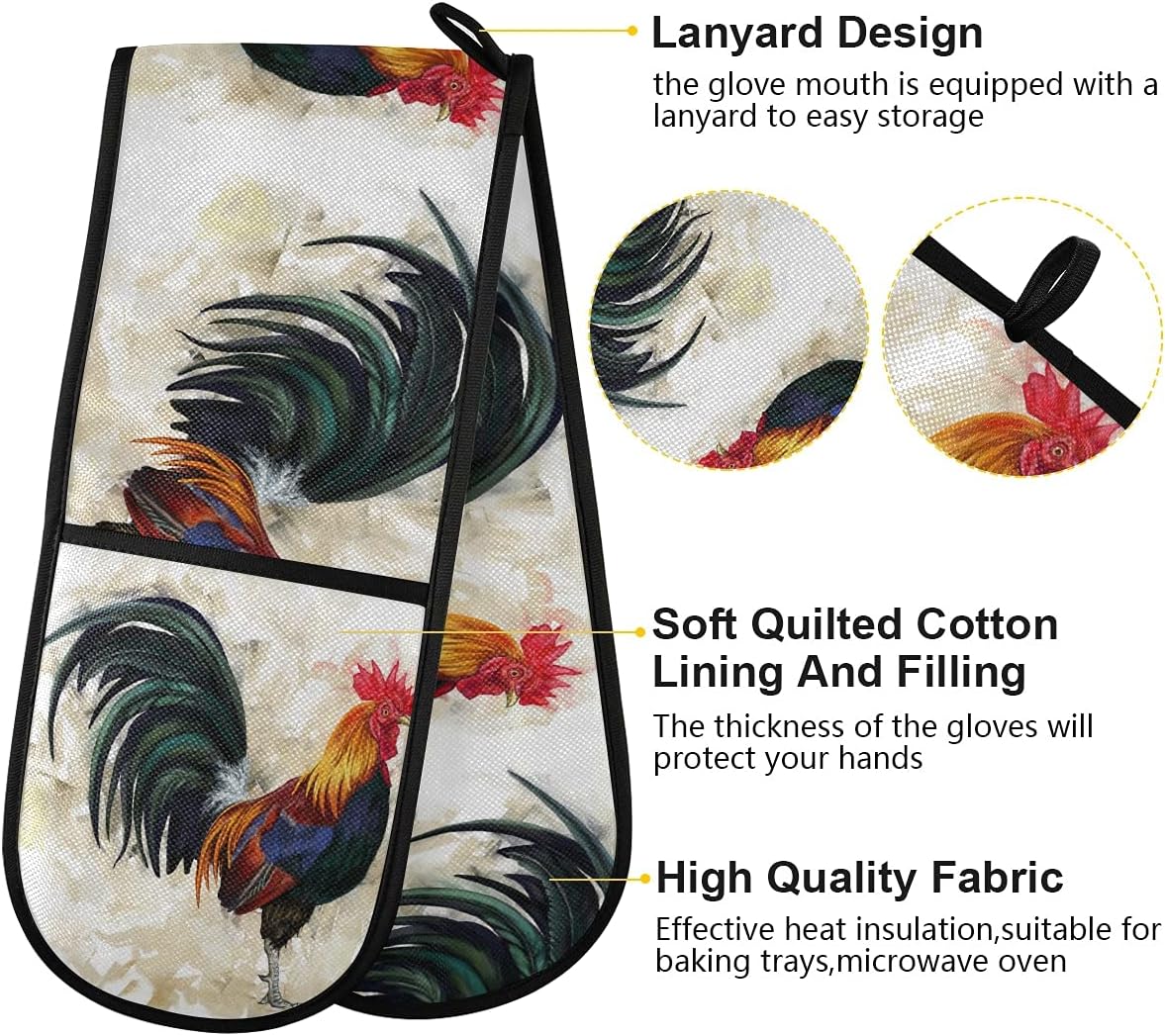 Rooster Oven Mitts - Durable Design