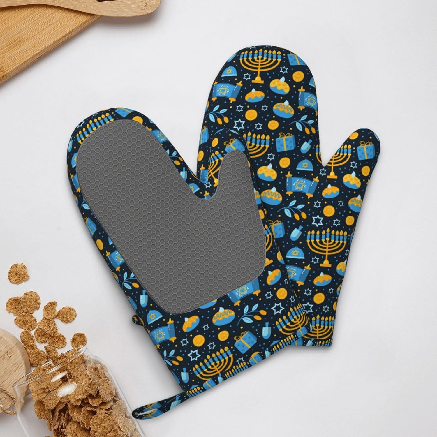 Happy Hanukkah Oven Mitts and Cake Pans 2-Piece Set