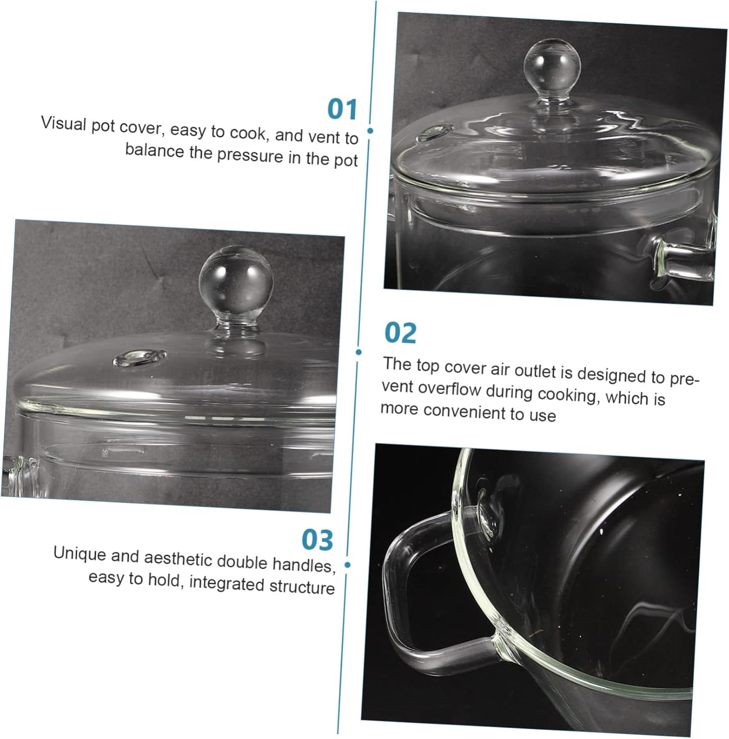 HOLIDYOYO High Borosilicate Glass Stockpot with Lid