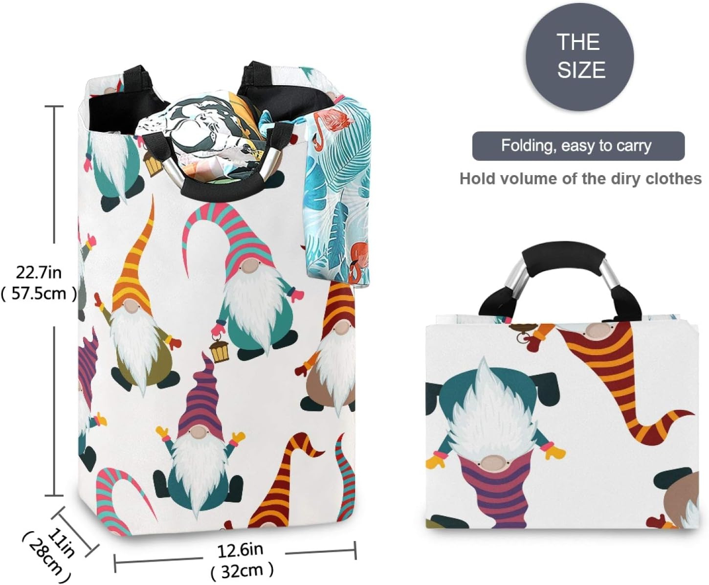 Christmas Funny Gnomes Laundry Basket - Foldable Storage for Kids Bathroom laundrovia