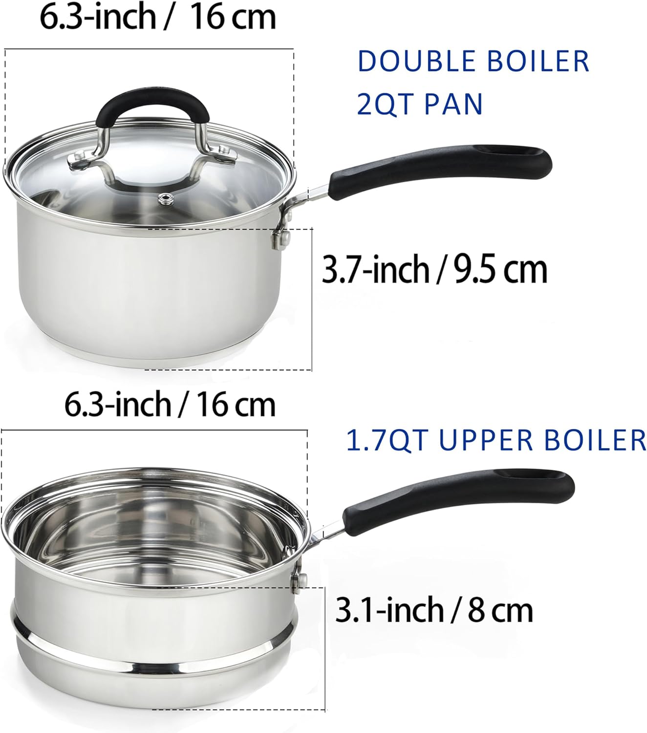 2-Quart Long Handle Double Boiler
