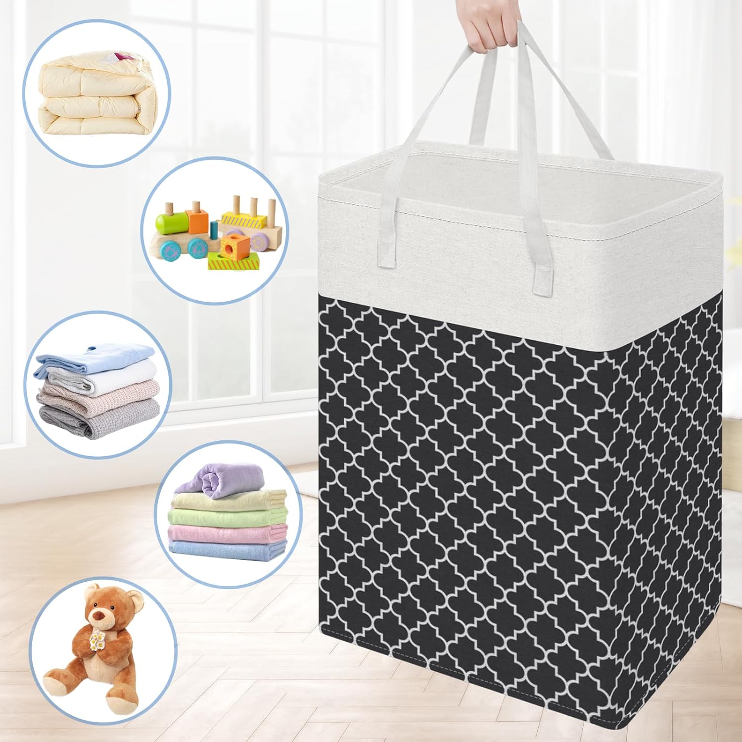 BlissTotes 3-Pack Freestanding Waterproof Laundry Basket Collapsible for HomeDorm