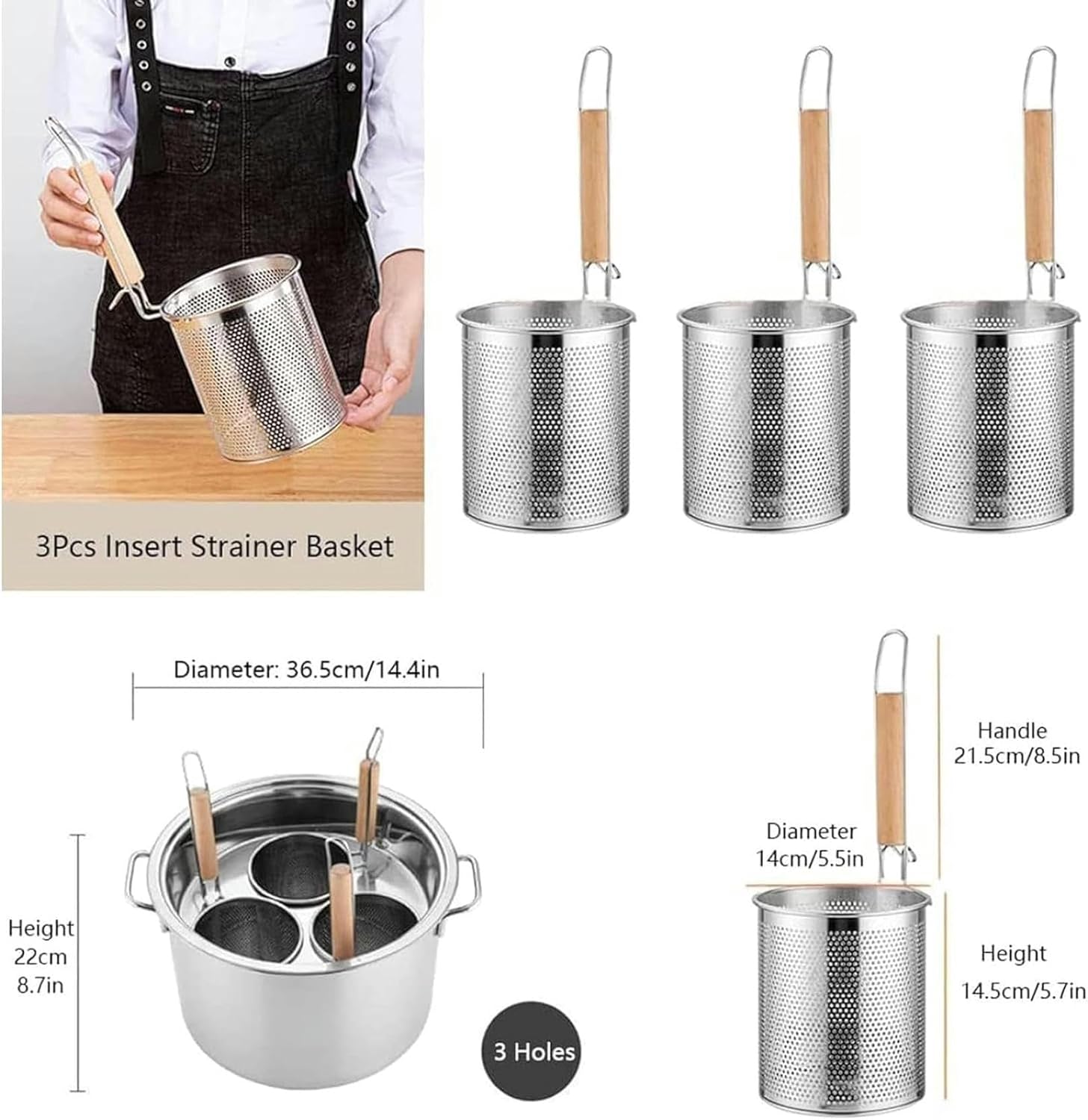 3-Piece Stainless Steel Pasta Cookware Set for Kitchen