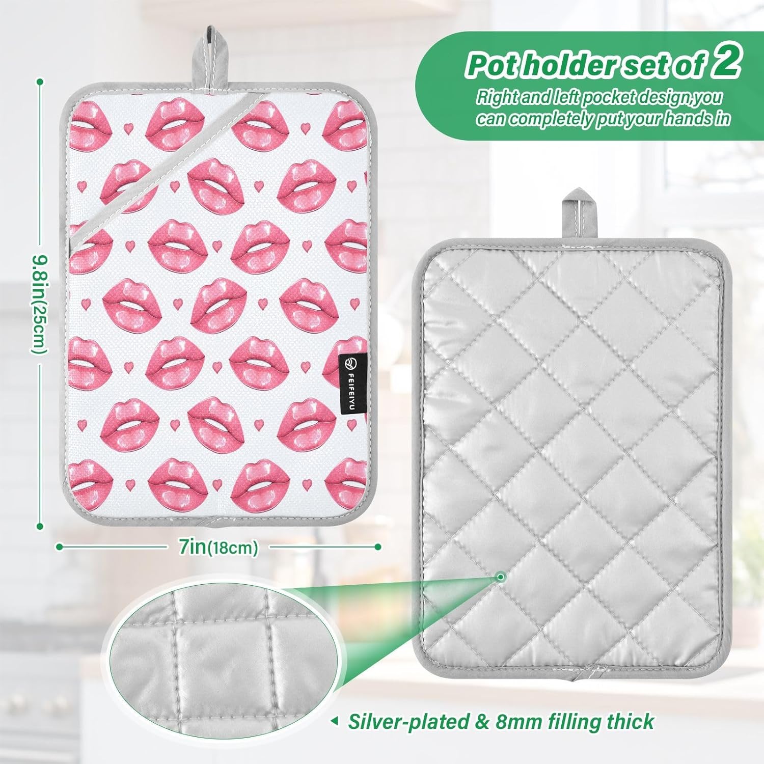 KCLDECI Heat Resistant Potholders Set of 2