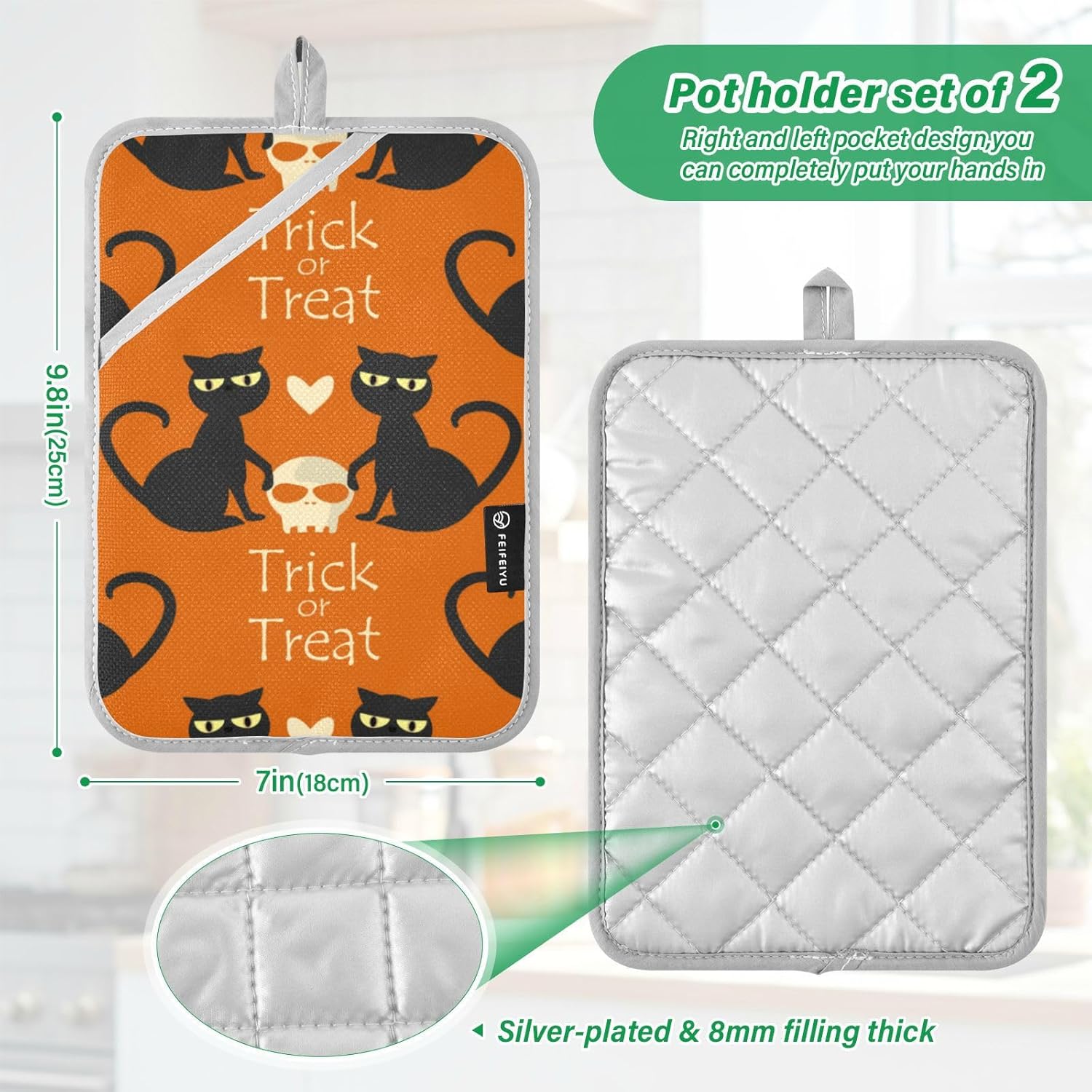 Halloween Trick or Treat Pot Holder Set by OurVii