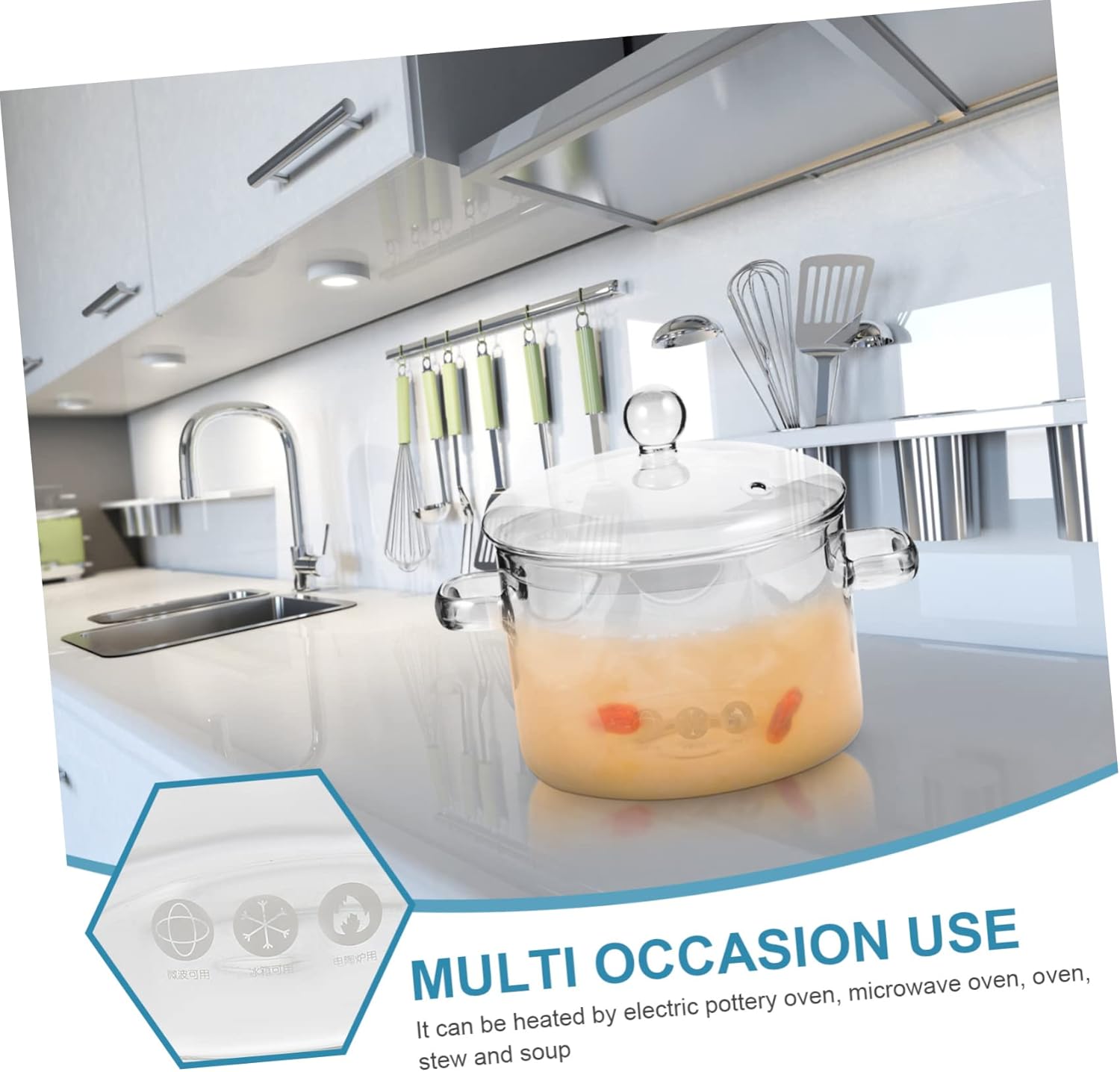 HOLIDYOYO High Borosilicate Glass Stockpot with Lid