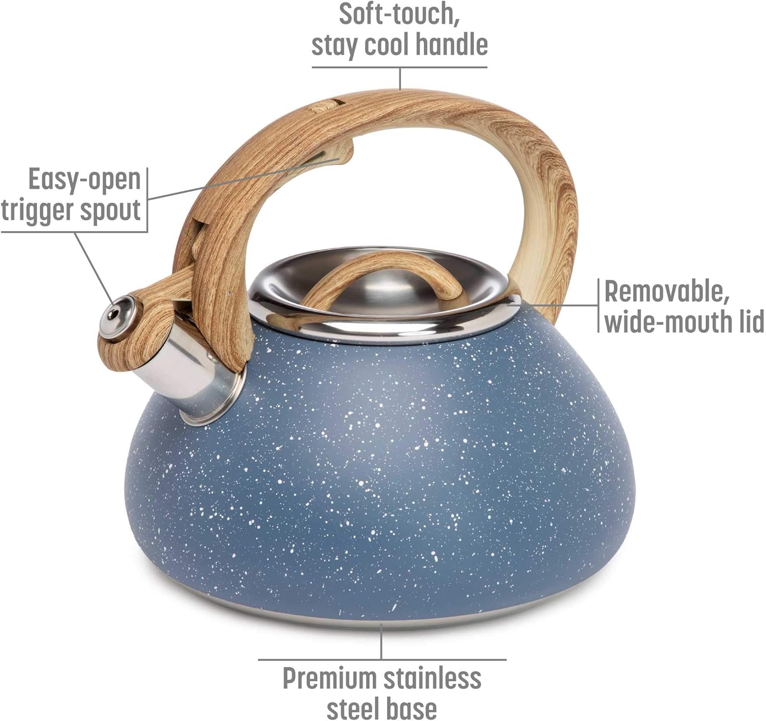 Goodful 25QT Stainless Steel Whistling Kettle with Trigger Spout