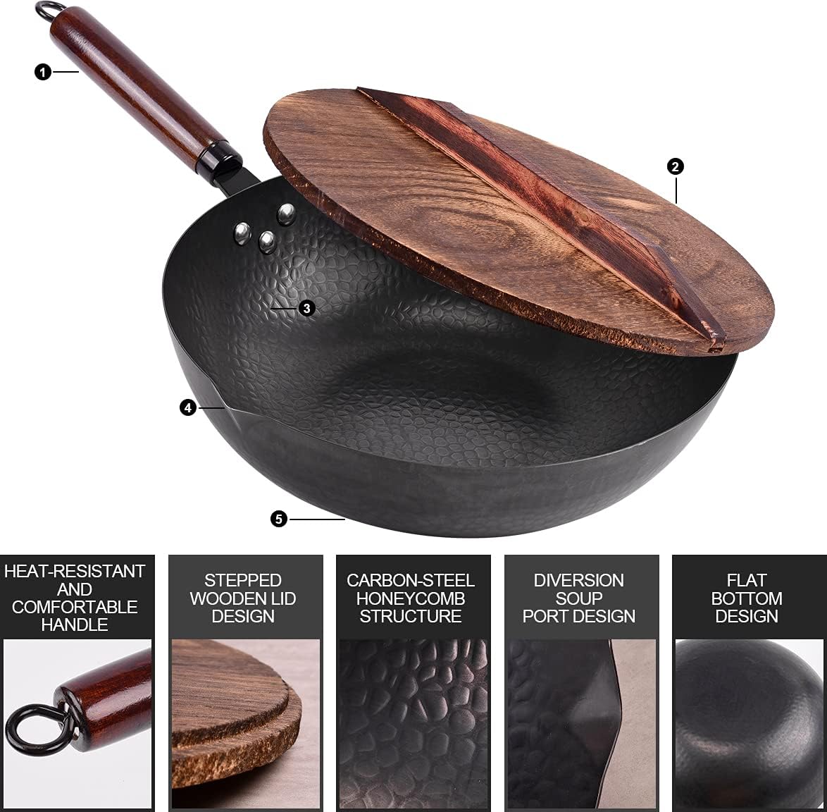128 Carbon Steel Wok Set