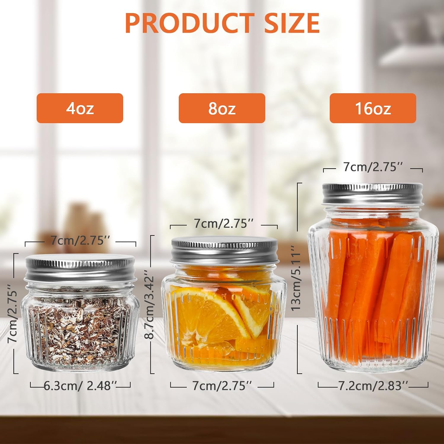 Cehomi 16 oz Glass Mason Jars with Lids - 4 Pack